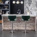 Masaccio Velvet Upholstered Adjustable Swivel Barstool, Set of 2, Green - DTYStore