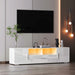 QuickassembleFashionTVstand,TVCabinet,entertainment center TV station,TVconsole,console with LED light belt, light belt can be remote control,with cabinets,open cells,for the living room,bedroom,white - DTYStore