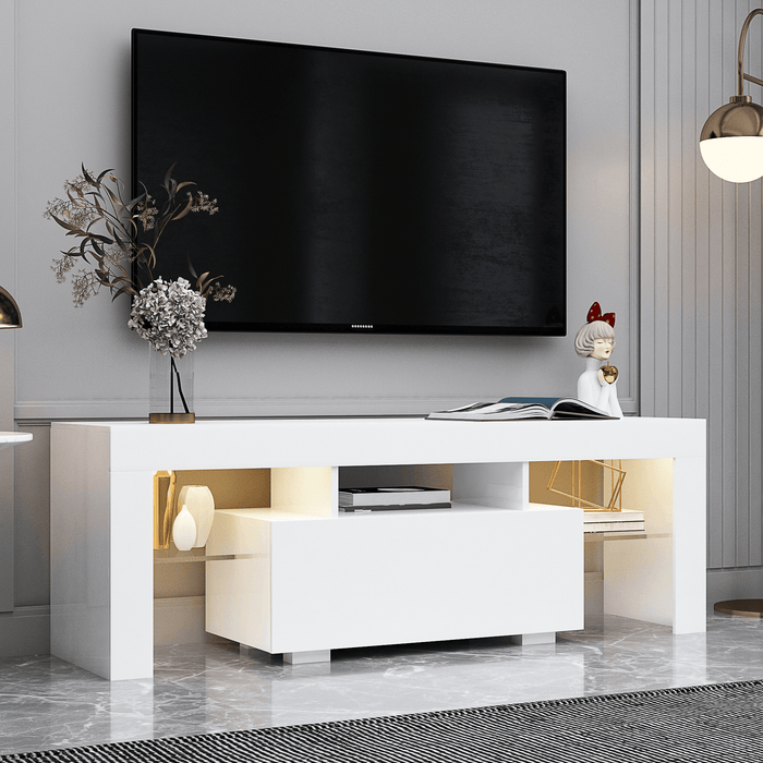 Entertainment TV Stand, Large TV Stand TV Base Stand with LED Light TV Cabinet. - DTYStore