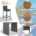 GO 5-pieces Outdoor Patio Wicker Bar Set, Bar Height Chairs With Non-Slip Feet And Fixed Rope, Removable Cushion, Acacia Wood Table Top, Brown Wood And Gray Wicker - DTYStore