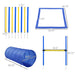 4PC Obstacle Dog Agility Training Course with Jump Hurdle, Tunnel, Pause Box, Weave Poles and Carrying Bag, Backyard Competitive Equipment- Blue/Yellow - DTYStore