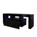 Black TV Stand with LED RGB Lights,Flat Screen TV Cabinet, Gaming Consoles - in Lounge Room, Living Room and Bedroom(Black) - DTYStore