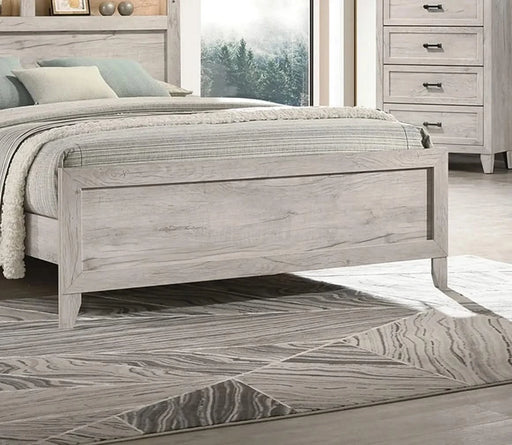 3pc Bedroom Furniture White wash Finish King Size Bed w Shelf Light 2x Nightstands Melamine Top Black Bar Pull Default -DTYStore