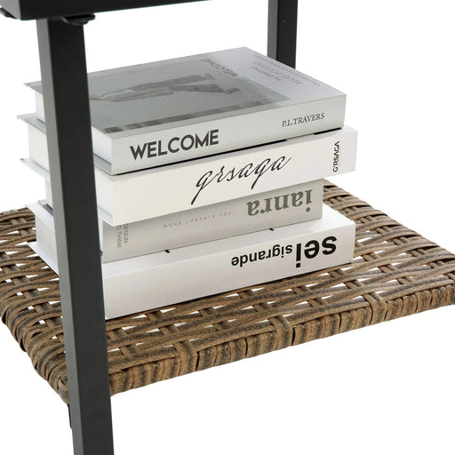 3pcs rocking rattan set wholesale leisure chair outdoor rattan rocking chair set grey Default -DTYStore