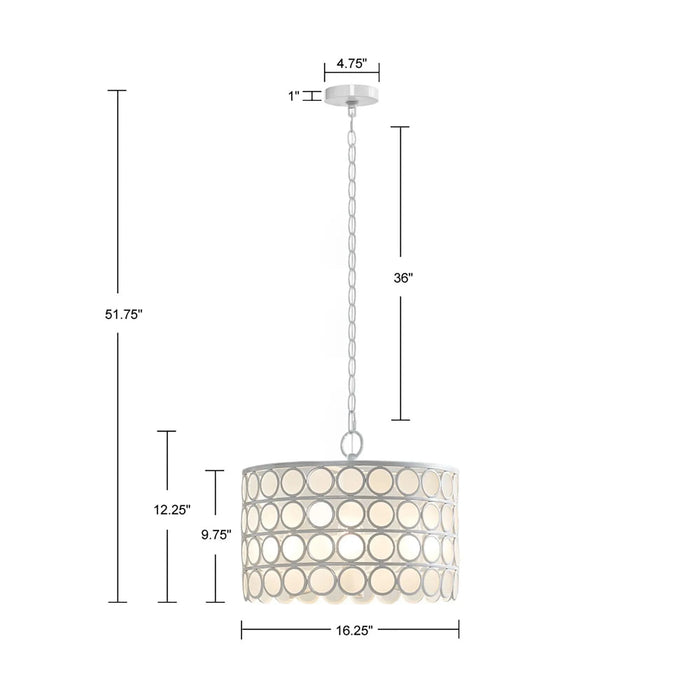 4-Light Glass Drum Shade Chandelier Default -DTYStore