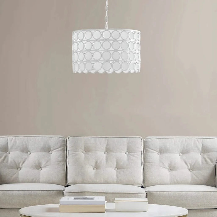 4-Light Glass Drum Shade Chandelier Default -DTYStore