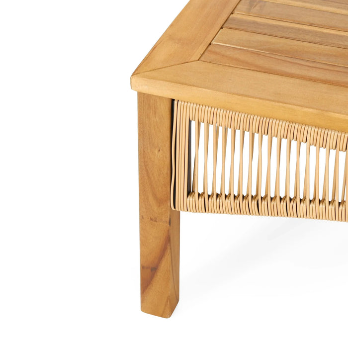 4-Pieces Acacia Wood Patio Furniture Set, Outdoor Furniture with Coffee Table, Patio Conversation Set Deep Seating with Soft Cushion, Porch Chairs for Garden, Backyard Porch Balcony, Brown & Beige Default -DTYStore