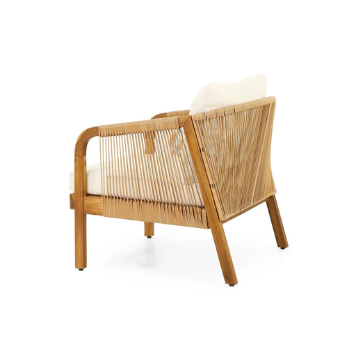 4-Pieces Acacia Wood Patio Furniture Set, Outdoor Furniture with Coffee Table, Patio Conversation Set Deep Seating with Soft Cushion, Porch Chairs for Garden, Backyard Porch Balcony, Brown & Beige Default -DTYStore