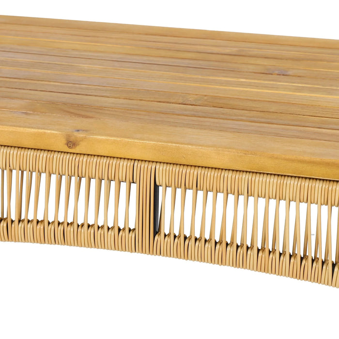 4-Pieces Acacia Wood Patio Furniture Set, Outdoor Furniture with Coffee Table, Patio Conversation Set Deep Seating with Soft Cushion, Porch Chairs for Garden, Backyard Porch Balcony, Brown & Beige Default -DTYStore