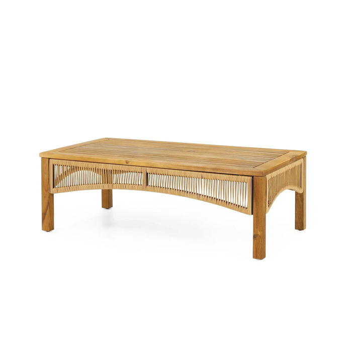 4-Pieces Acacia Wood Patio Furniture Set, Outdoor Furniture with Coffee Table, Patio Conversation Set Deep Seating with Soft Cushion, Porch Chairs for Garden, Backyard Porch Balcony, Brown & Beige Default -DTYStore