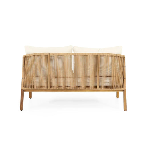 4-Pieces Acacia Wood Patio Furniture Set, Outdoor Furniture with Coffee Table, Patio Conversation Set Deep Seating with Soft Cushion, Porch Chairs for Garden, Backyard Porch Balcony, Brown & Beige Default -DTYStore