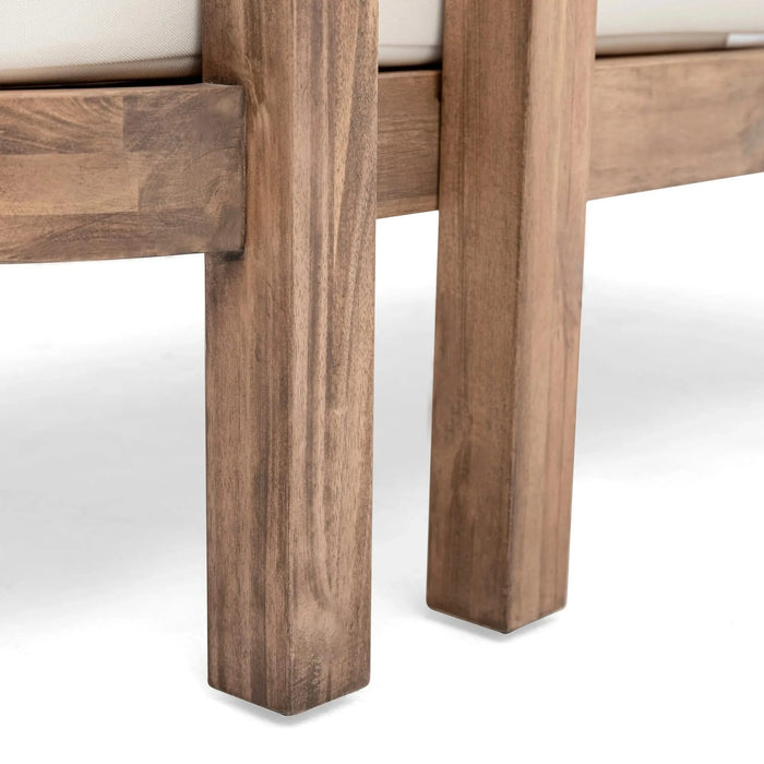 4-Pieces Acacia Wood Patio Furniture Set, Outdoor Furniture with Coffee Table, Patio Conversation Set Deep Seating with Soft Cushion, Porch Chairs for Garden, Backyard Porch Balcony, Brown wash, Beige Default -DTYStore