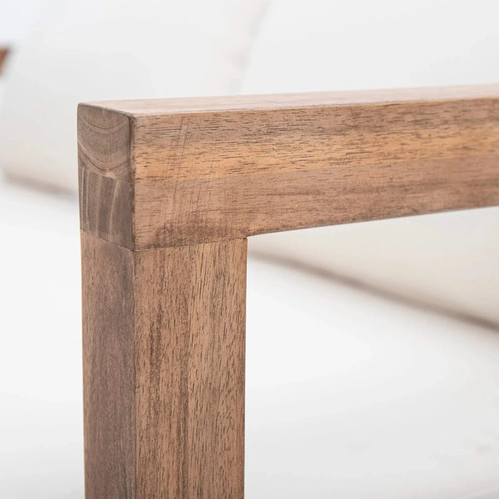 4-Pieces Acacia Wood Patio Furniture Set, Outdoor Furniture with Coffee Table, Patio Conversation Set Deep Seating with Soft Cushion, Porch Chairs for Garden, Backyard Porch Balcony, Brown wash, Beige Default -DTYStore