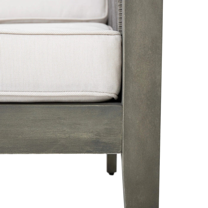 4-Pieces Acacia Wood Patio Furniture Set, Outdoor Furniture with Coffee Table, Patio Conversation Set Deep Seating with Soft Cushion, Porch Chairs for Garden, Backyard Porch Balcony, Grey & Beige Default -DTYStore