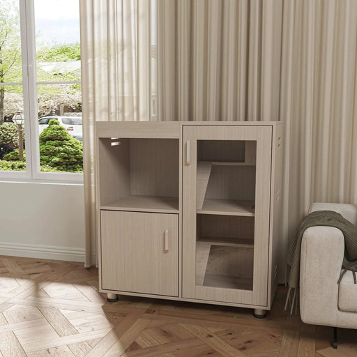 4-Tier Wooden Hamster Cage with Storage Cabinet and Acrylic Windows for Guinea Pigs and Chinchillas Default -DTYStore