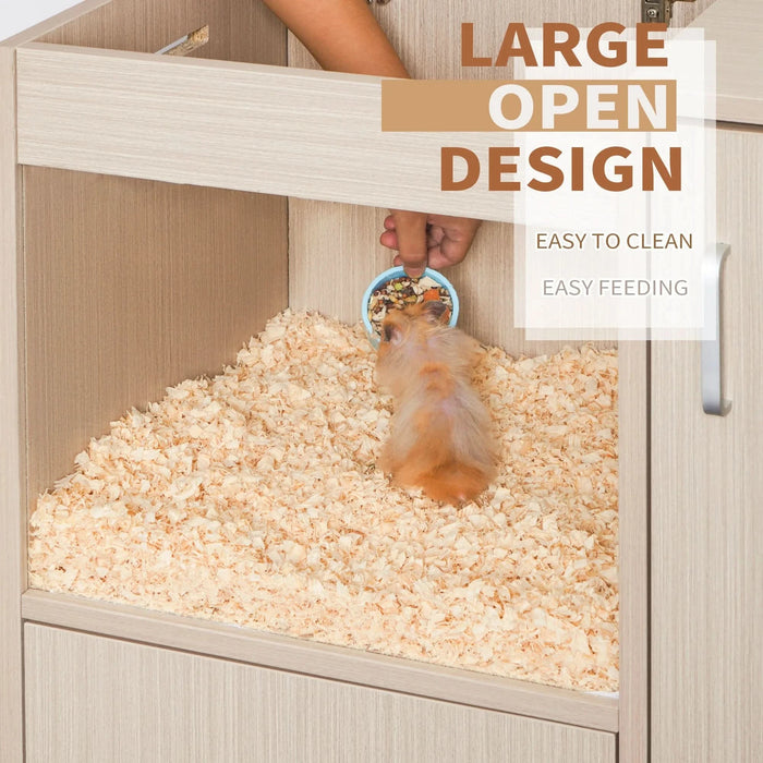 4-Tier Wooden Hamster Cage with Storage Cabinet and Acrylic Windows for Guinea Pigs and Chinchillas - DTY Store