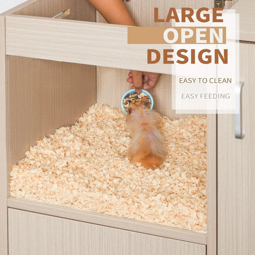 4-Tier Wooden Hamster Cage with Storage Cabinet and Acrylic Windows for Guinea Pigs and Chinchillas Default -DTYStore