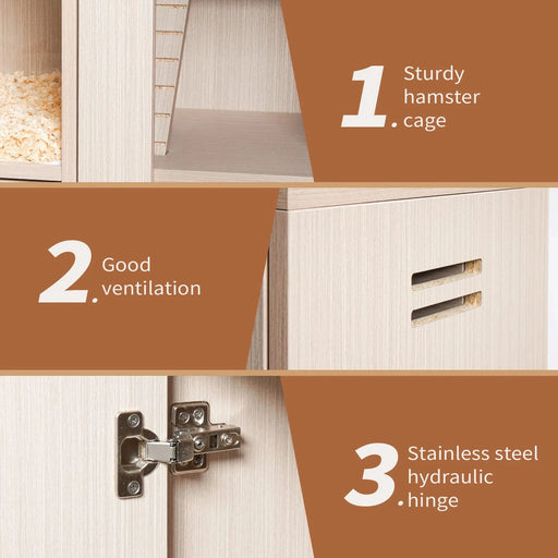 4-Tier Wooden Hamster Cage with Storage Cabinet and Acrylic Windows for Guinea Pigs and Chinchillas Default -DTYStore