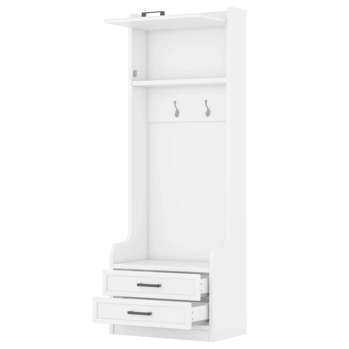 4-in-1 Detachable Hall Tree with Storage and 7 Hooks, Multiple Functions Hallway Coat Rack with Storage Drawers and Cabinet, White Shoe Bench for Entryway Hallway Default -DTYStore