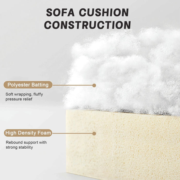 4-seater sofa, with a pull-out drawer under each seat, designed with crescent-shaped armrests, and equipped with wraparound back and arm cushions, chenille fabric, wheat colour. Default -DTYStore