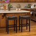 [OLD SKU: 74515.00] 30-inch Backless Brown Leather Counter Stool (Set of 2) - DTYStore