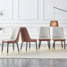 A modern dining chair with a light gray brown dual tone PU leather backrest and black metal legs, suitable for kitchens, bedrooms, and offices. Set of 4 pieces (light gray+brown+PU)C-007 W1151118958 - DTYStore