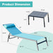 Patio Chaise Lounge Set, 3 Pieces Aluminum Adjustable Pool Lounge Chairs Textilene Sunbathing Recliner with Headrest (Lake Blue,2 Lounge Chairs +1 Table) - DTYStore