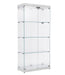 4-Tier Glass Display Cabinet, Double Door Glass Cabinet, Four Partitions, Two Locks, Floor Standing Storage Cabinet for Living Room, Bedroom, Showroom and Office, White, 31.5"L x 14.2"W x 66.3"H - DTYStore