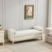 66.34'W Elegant Upholstered Bench,Daybed, Ottoman with Nature Wood Legs & 2 Bolster Pillows for End of Bed, Bedroom, Living Room, Entryway,Ivory Boucle - DTYStore