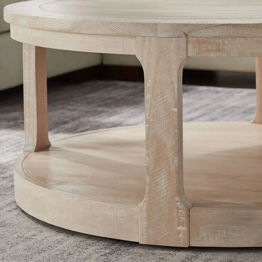 40inch Large Curved 2 Tier Traditional Round Circle Wooden Center Coffee Table,Rounded Table with Wheels,Mid Century Rustic Style Table for living Room,Office,Apartment,OAK Default -DTYStore