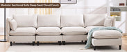Modular Sectional Sofa, L Shaped Couch Set for Living Room, 4-Seater Comfy Cloud Couches with Movable Ottoman Beige - DTYStore