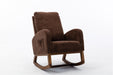 Rocking Chair, Modern Glider Chair, Recliner Armchair with Wood Legs and Side Pocket, Nursery Rocking Accent Chair with High Back for Living Room Bedroom (Coffee linen) - DTYStore