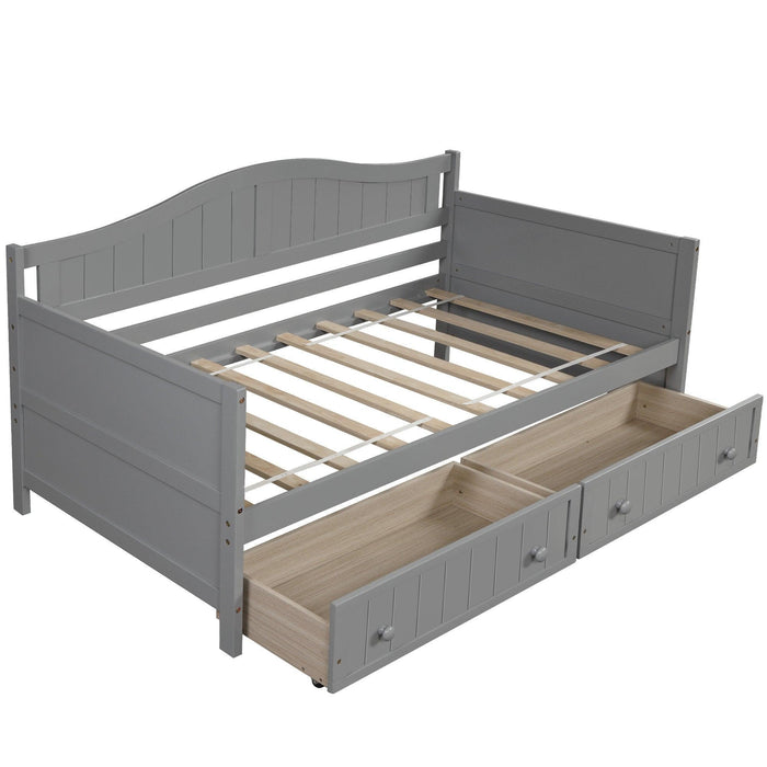 Twin Wooden Daybed with 2 drawers, Sofa Bed for Bedroom Living Room,No Box Spring Needed,Gray - DTYStore