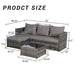 2 Pieces Patio Furniture Set,Outdoor Woven Sectional L- Shaped Patio Furniture ,Wicker Conversation Set with Ottoman, Detachable Lounger Table for Backyard Poolside - DTYStore