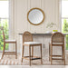 Panama 26.5' Curved Back Cane Rattan Counter Stool, Set of 2, Ivory White Boucle - DTYStore