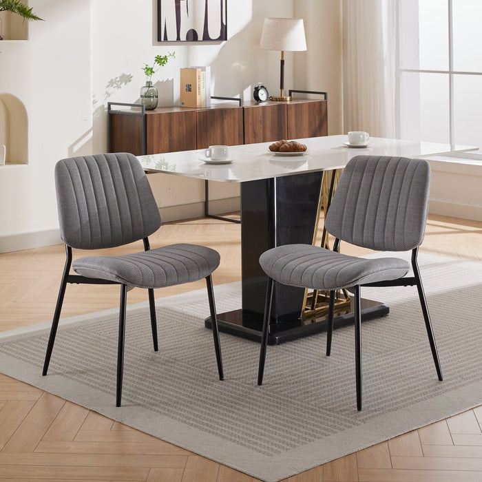 Furniture, Dining Chairs Set of 2 Modern Retro Linen Chair with Bentwood Back Upholstered Seat Metal Legs Adjustable Foot for Kitchen Dining Room Chairs(Gray Linen) - DTYStore