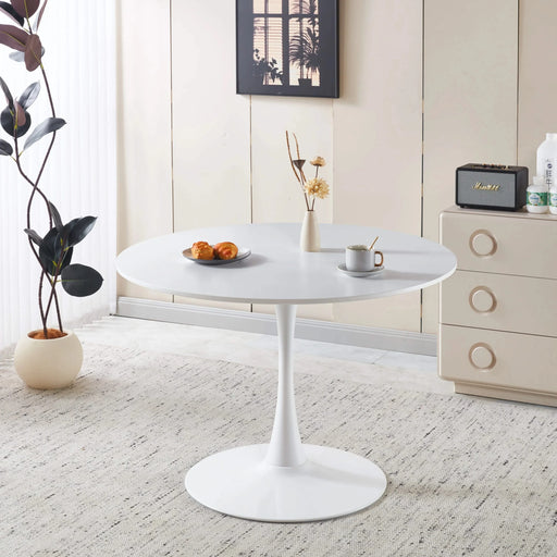 42.1'white COLOR TOP Tulip Table Mid-century Dining Table for 4-6 people With Round Mdf Table Top, Pedestal Dining Table, End Table Leisure Coffee Table Default -DTYStore