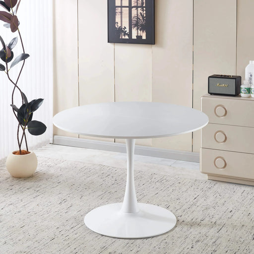 42.1'white COLOR TOP Tulip Table Mid-century Dining Table for 4-6 people With Round Mdf Table Top, Pedestal Dining Table, End Table Leisure Coffee Table Default -DTYStore