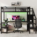 Metal Full Loft Bed with Wardrobe and LED Light, Full Size Loft Bed with L Shaped Desk and USB for Kids Teens Adults, Black(Expect arrived on 2025/2/20) - DTYStore