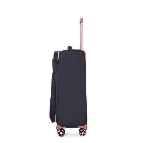 Lightweight Durable Black 4-Piece Softshell Suitcase Spinner Wheels Terylene Luggage Set - Image 9