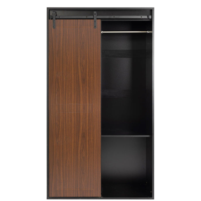 71-inch closets,large closetslaundry cabinets,Plastic suction process,farmslide barndoors,saveopenspace,brand hardware,silent slide,can be used for the bedroom,cloakroom,livingRoom,color:black +brown - DTYStore