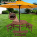 6-Person Circular Outdoor Wooden Picnic Table for Patio, Backyard, Garden, DIY w/ 3 Built-in Benches, 1720lb Capacity - Brown - DTYStore