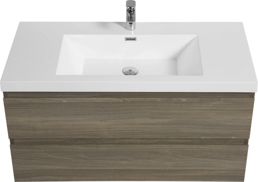 42' Floating Bathroom Vanity with Sink, Modern Wall-Mounted Bathroom Storage Vanity Cabinet with Resin Top Basin and Soft Close Drawers, Ash Grey 24V11-42AG Default -DTYStore