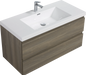 42' Floating Bathroom Vanity with Sink, Modern Wall-Mounted Bathroom Storage Vanity Cabinet with Resin Top Basin and Soft Close Drawers, Ash Grey 24V11-42AG Default -DTYStore