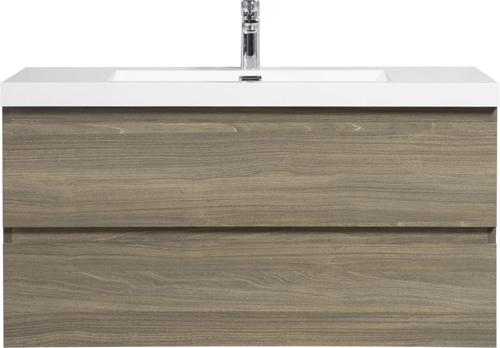 42' Floating Bathroom Vanity with Sink, Modern Wall-Mounted Bathroom Storage Vanity Cabinet with Resin Top Basin and Soft Close Drawers, Ash Grey 24V11-42AG Default -DTYStore