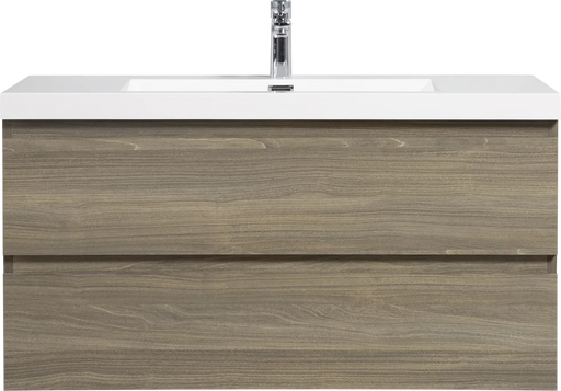 42' Floating Bathroom Vanity with Sink, Modern Wall-Mounted Bathroom Storage Vanity Cabinet with Resin Top Basin and Soft Close Drawers, Ash Grey 24V11-42AG Default -DTYStore