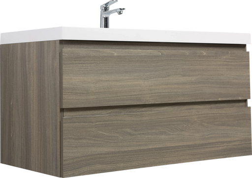 42' Floating Bathroom Vanity with Sink, Modern Wall-Mounted Bathroom Storage Vanity Cabinet with Resin Top Basin and Soft Close Drawers, Ash Grey 24V11-42AG Default -DTYStore