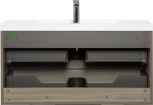 42' Floating Bathroom Vanity with Sink, Modern Wall-Mounted Bathroom Storage Vanity Cabinet with Resin Top Basin and Soft Close Drawers, Ash Grey 24V11-42AG Default -DTYStore