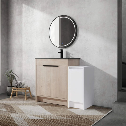 42 Inch Freestanding Bathroom Vanity with Black Ceramic Sink and Storage Cabinets, Soft Closing Door, 02430+0312 Combination Cabinet, KD-Package Default -DTYStore