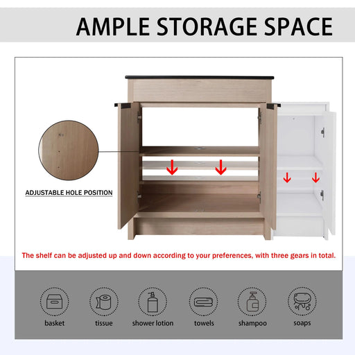 42 Inch Freestanding Bathroom Vanity with Black Ceramic Sink and Storage Cabinets, Soft Closing Door, 02430+0312 Combination Cabinet, KD-Package Default -DTYStore